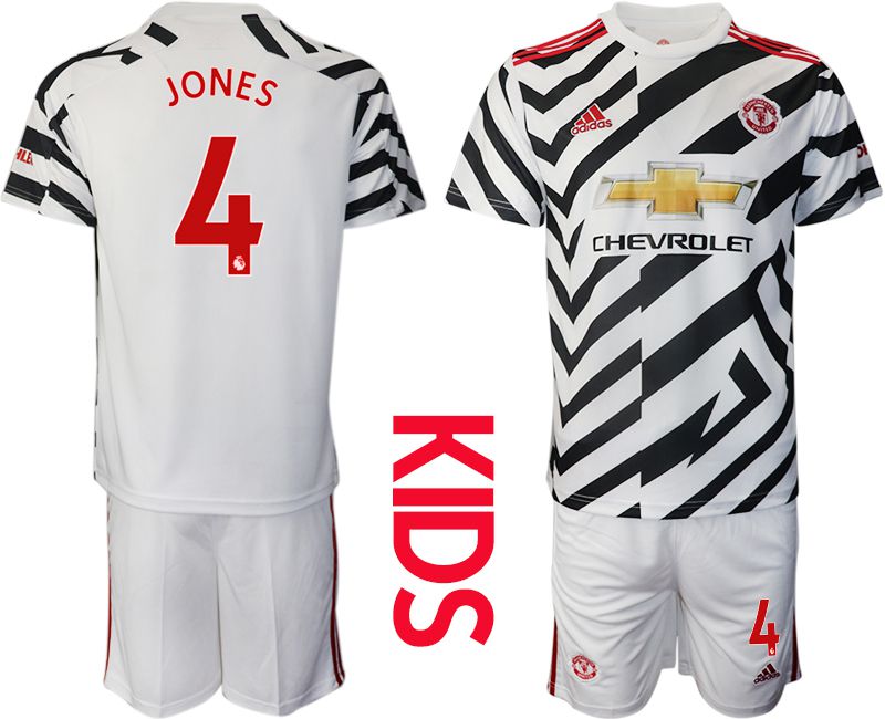 Youth 2020-2021 club Manchester united away #4 white Soccer Jerseys